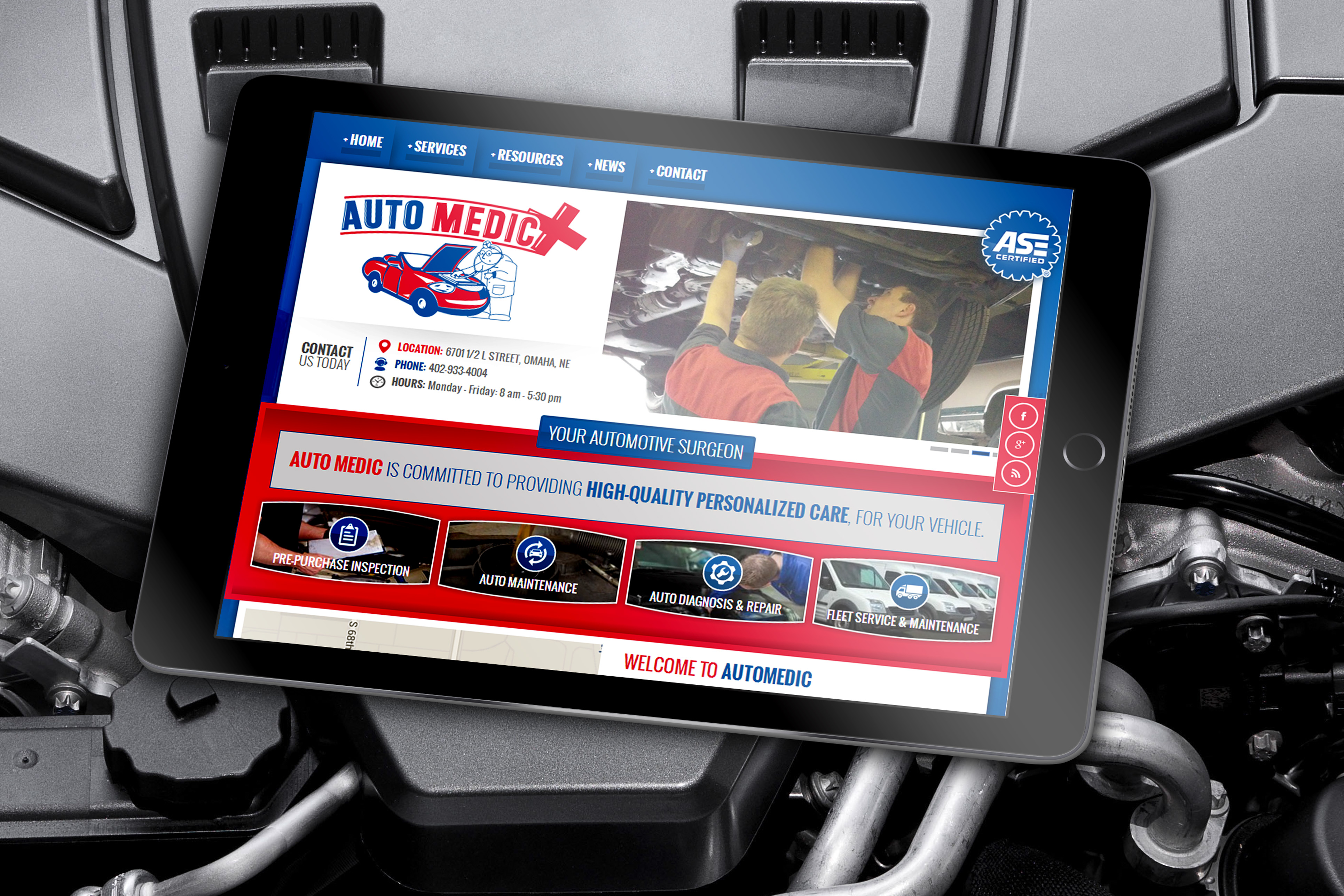 Website Design example by Mosaic Visuals Design in Omaha, NE for Auto Medic